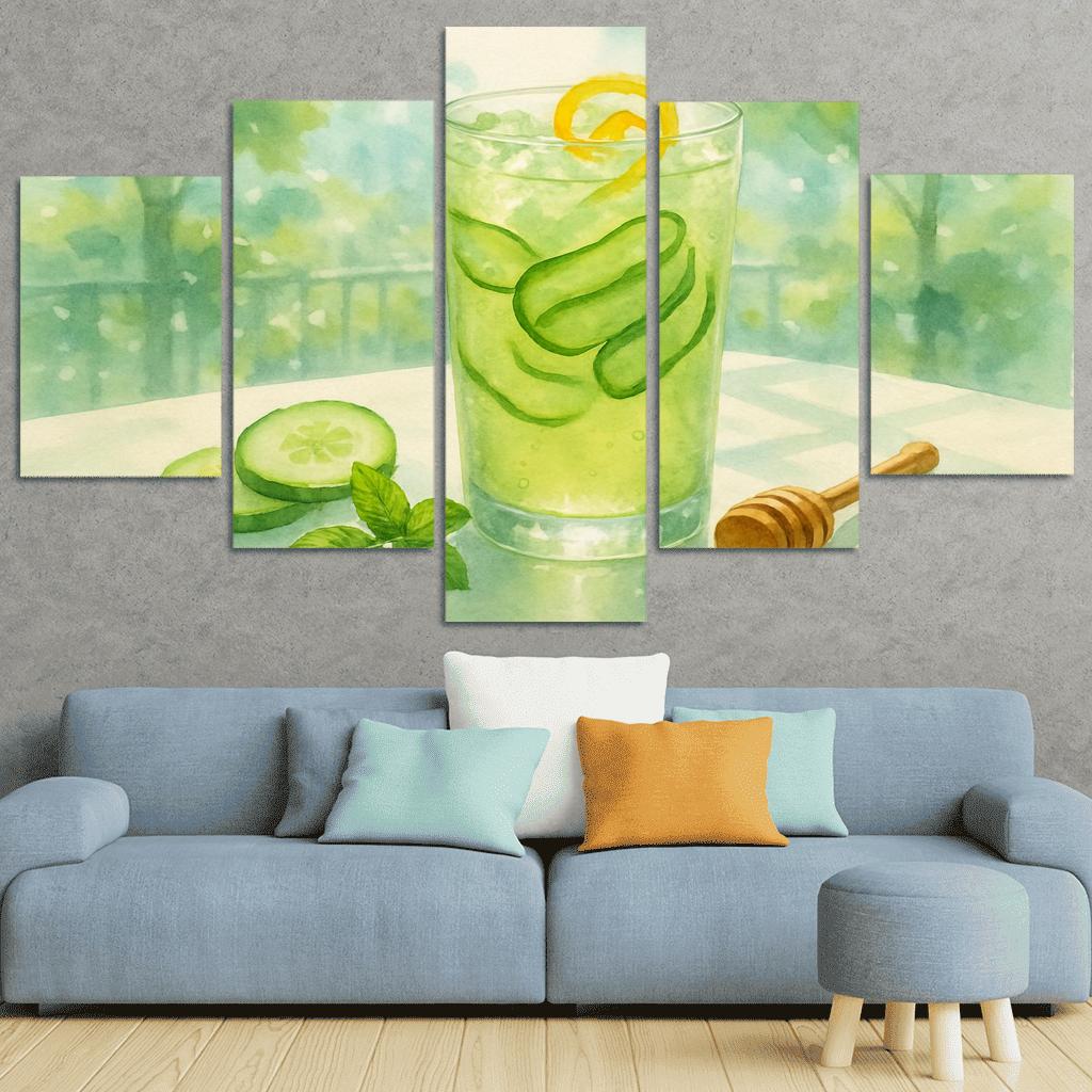 Cucumber Green Tea Cooler With Ginger Honey abstract paintings frame