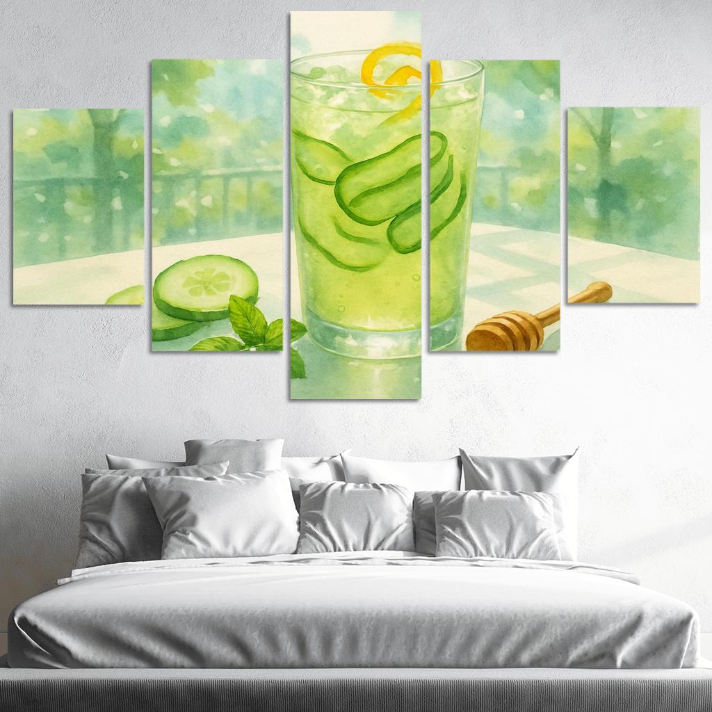 Cucumber Green Tea Cooler With Ginger Honey abstract paintings frame