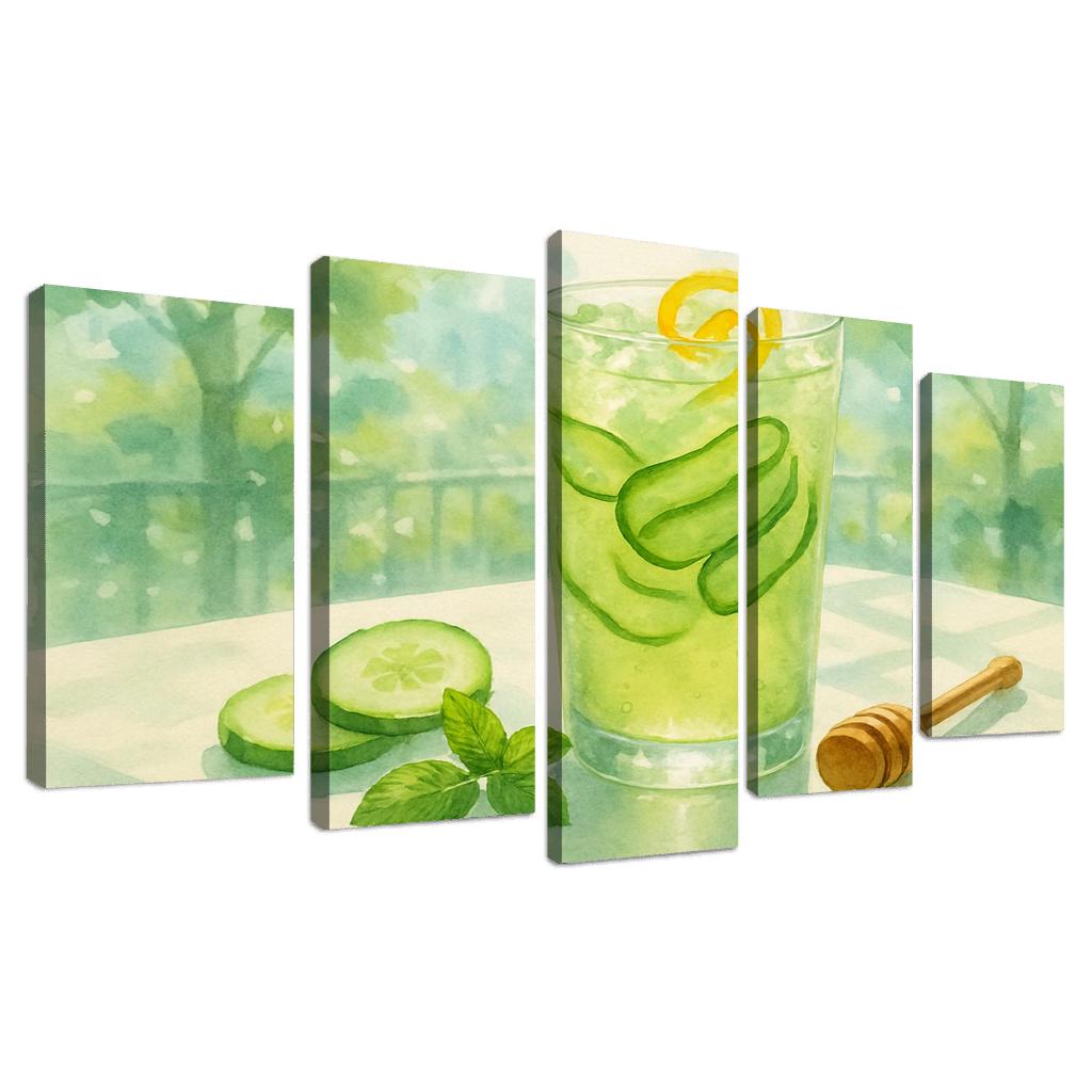 Cucumber Green Tea Cooler With Ginger Honey abstract paintings frame