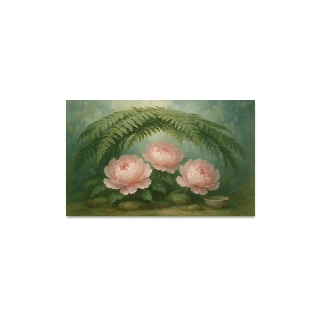 Verdant Fern And Peony Pavilion wall decor