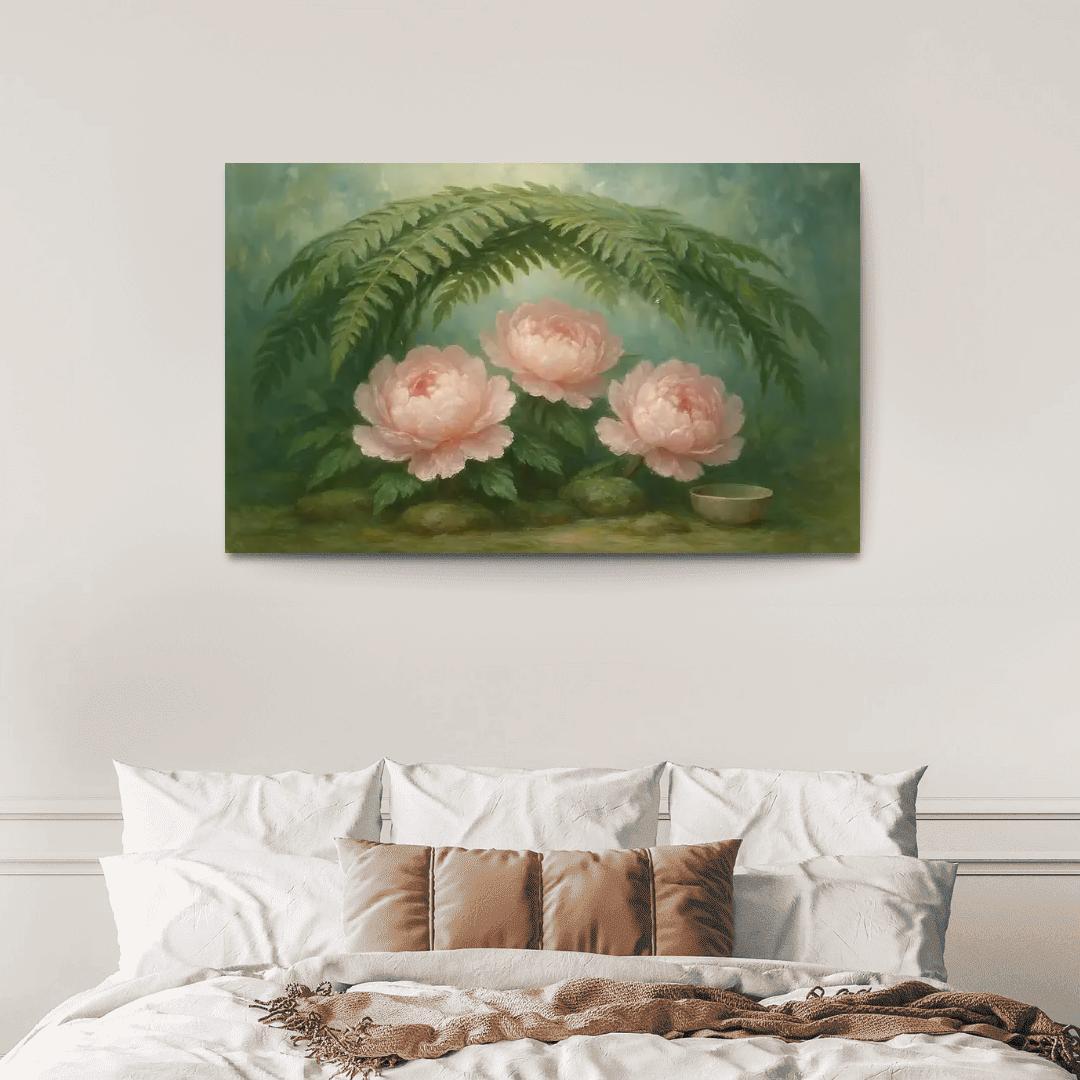 Verdant Fern And Peony Pavilion wall decor