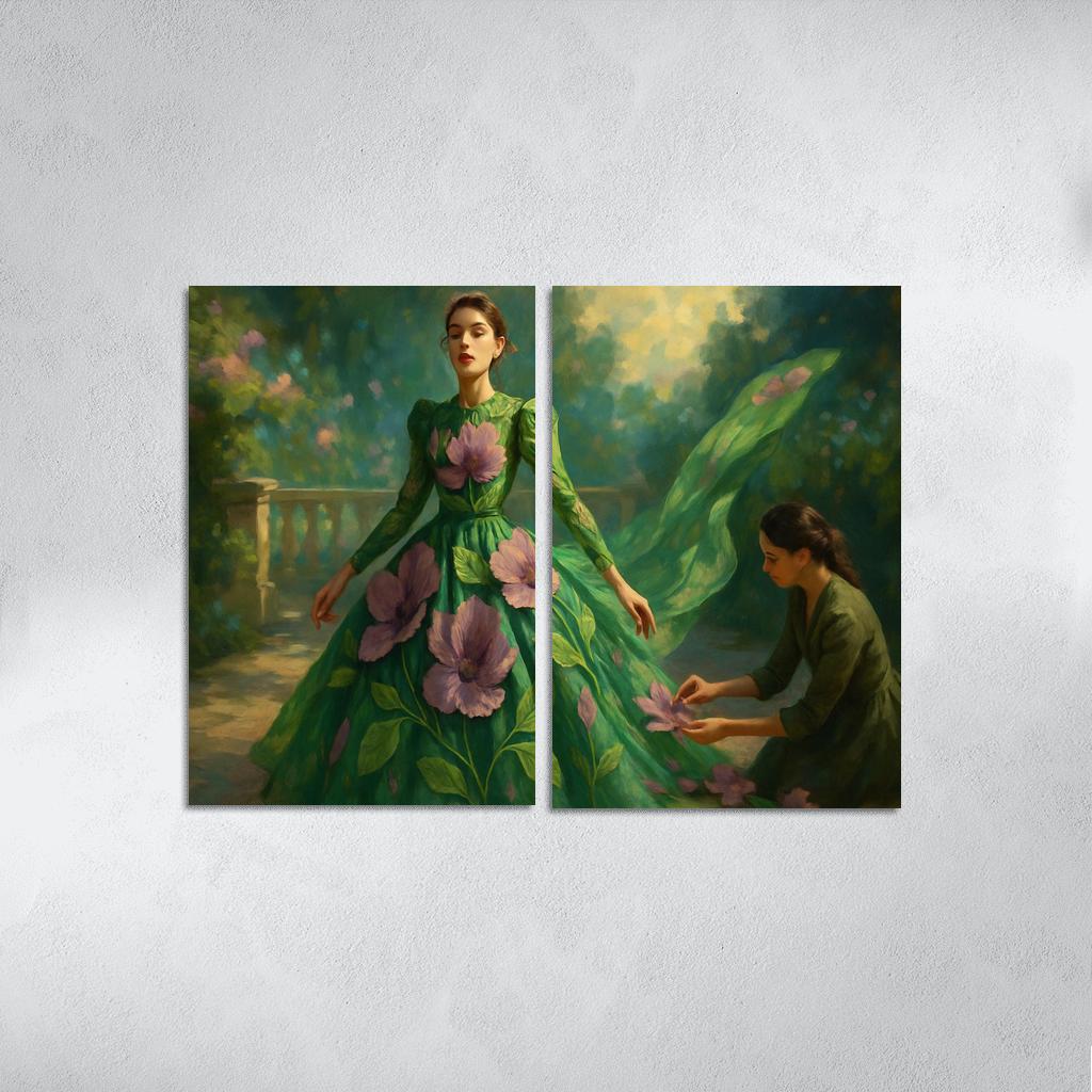 Botanical Couture canvas paintings frame