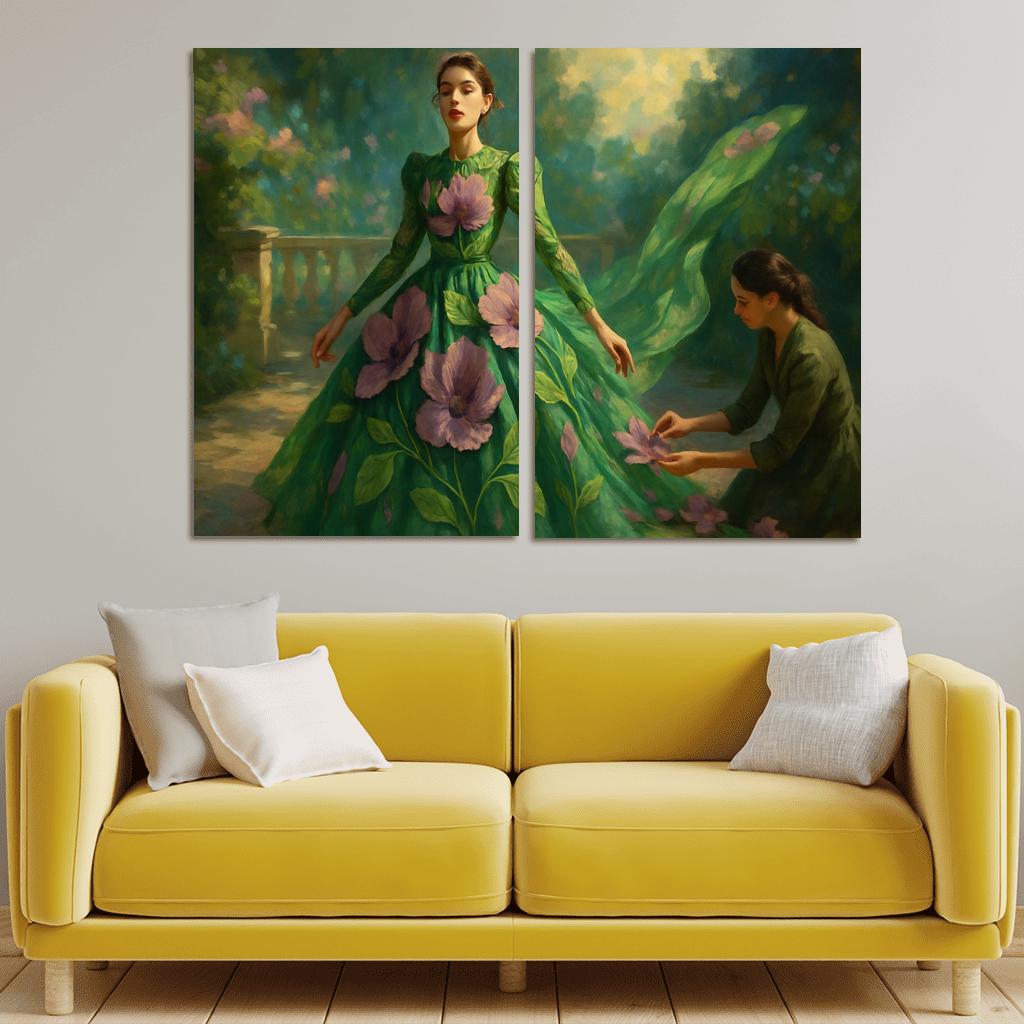 Botanical Couture canvas paintings frame