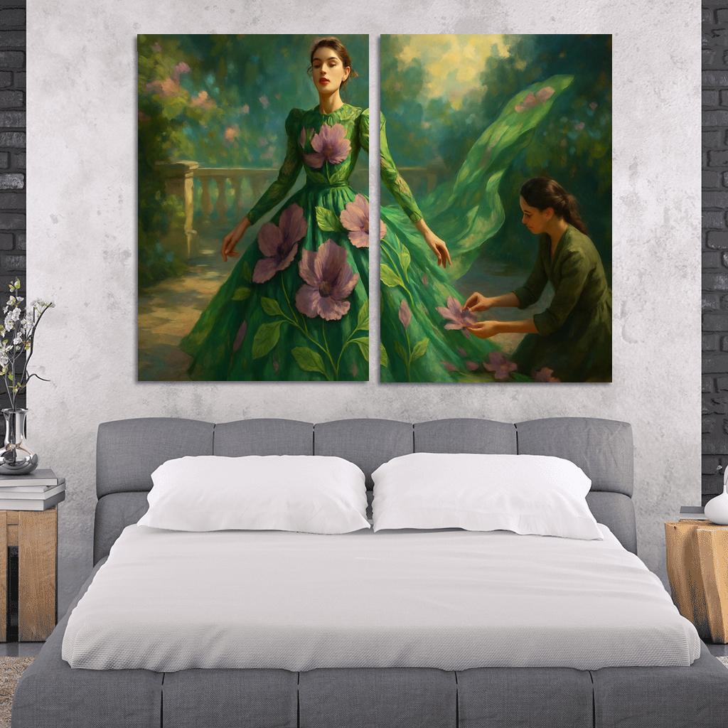 Botanical Couture canvas paintings frame