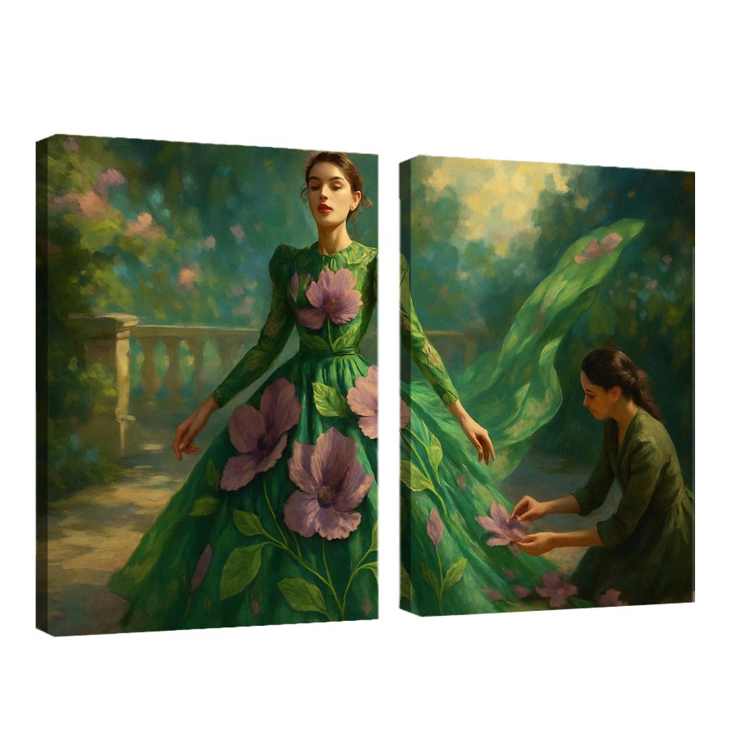 Botanical Couture canvas paintings frame