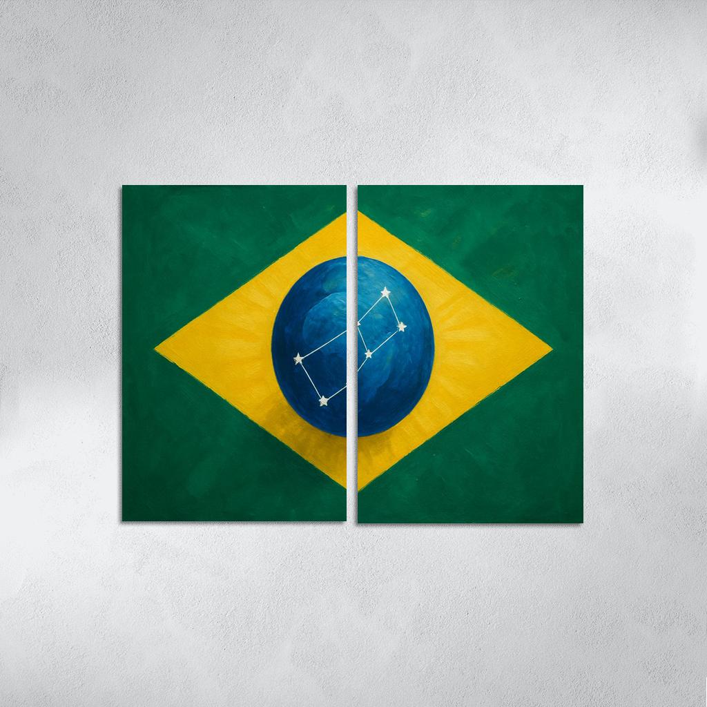 Emerald Globe And Stars A New Take On A Green Field Banner framed paintings