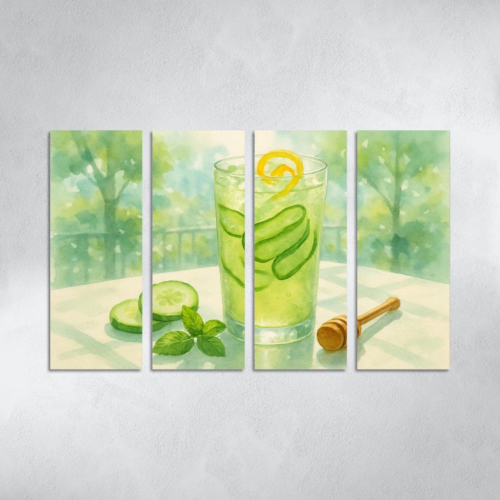 Cucumber Green Tea Cooler With Ginger Honey abstract paintings frame