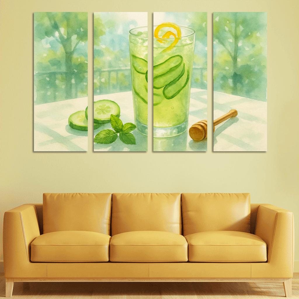 Cucumber Green Tea Cooler With Ginger Honey abstract paintings frame