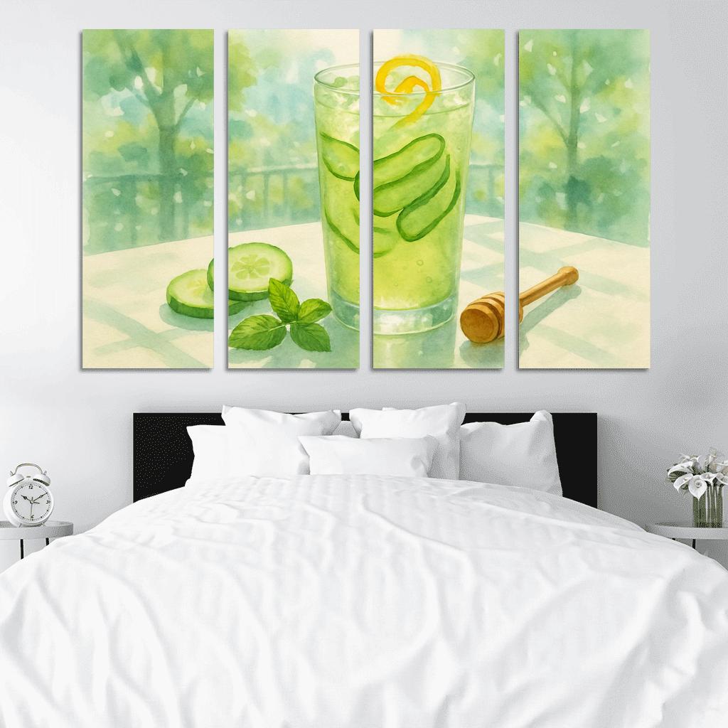 Cucumber Green Tea Cooler With Ginger Honey abstract paintings frame