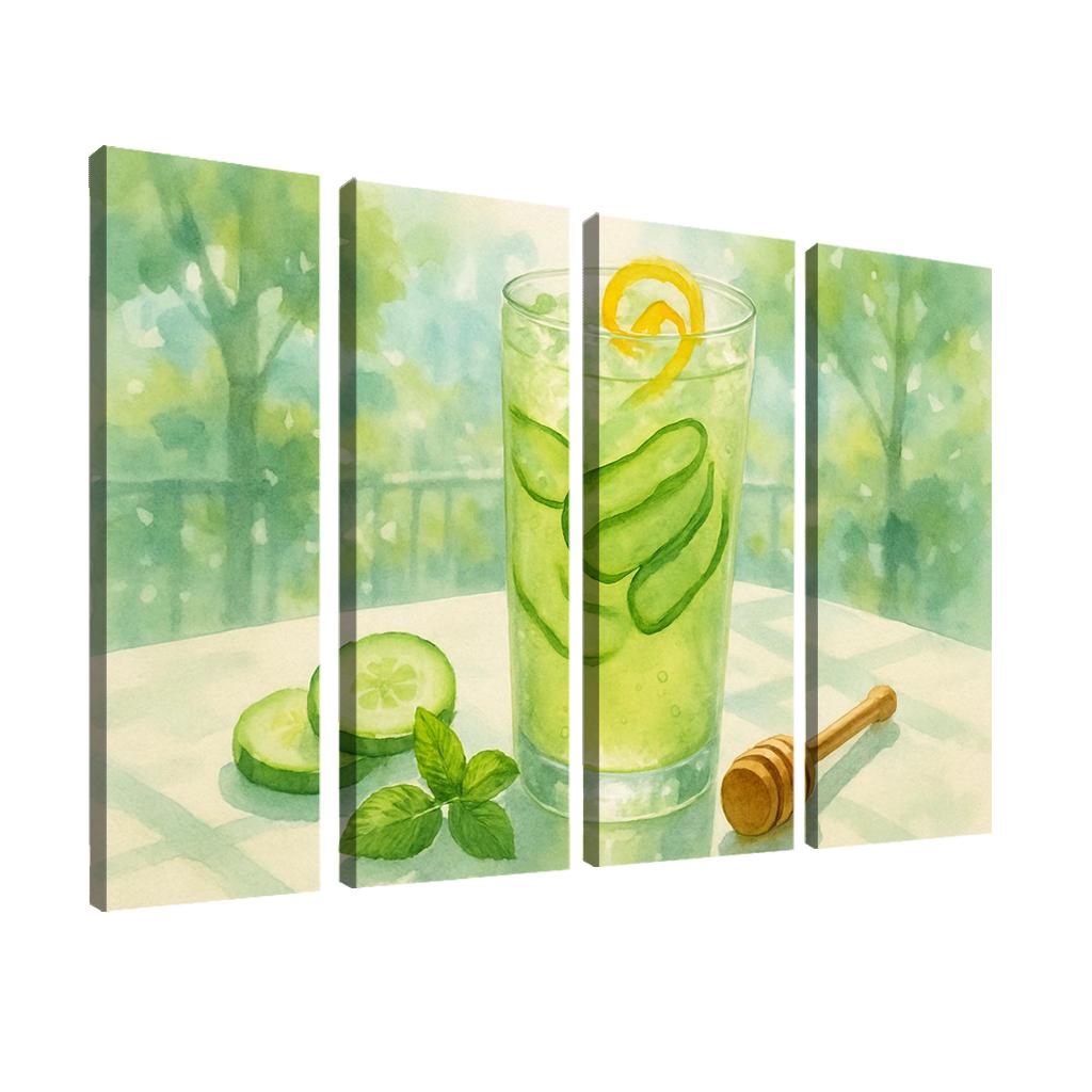 Cucumber Green Tea Cooler With Ginger Honey abstract paintings frame