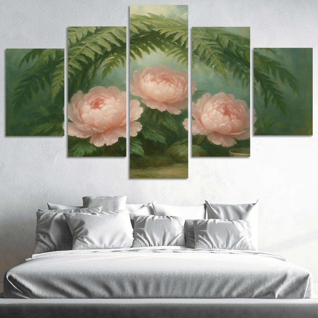 Verdant Fern And Peony Pavilion wall decor