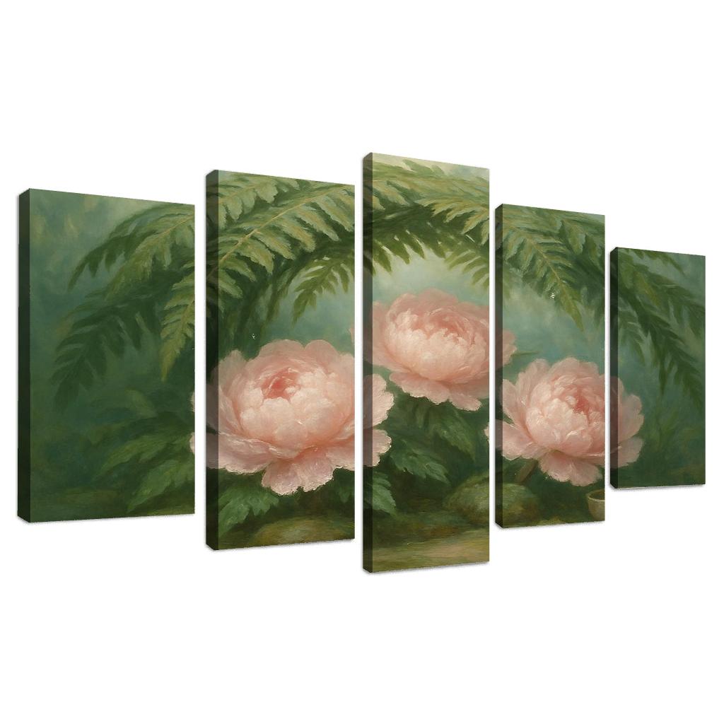 Verdant Fern And Peony Pavilion wall decor