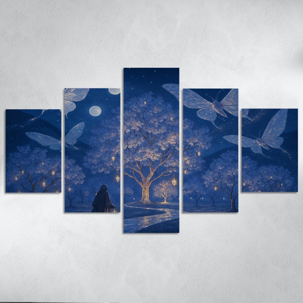 Glass Orchard Of The Star Moths multi-panel paintings