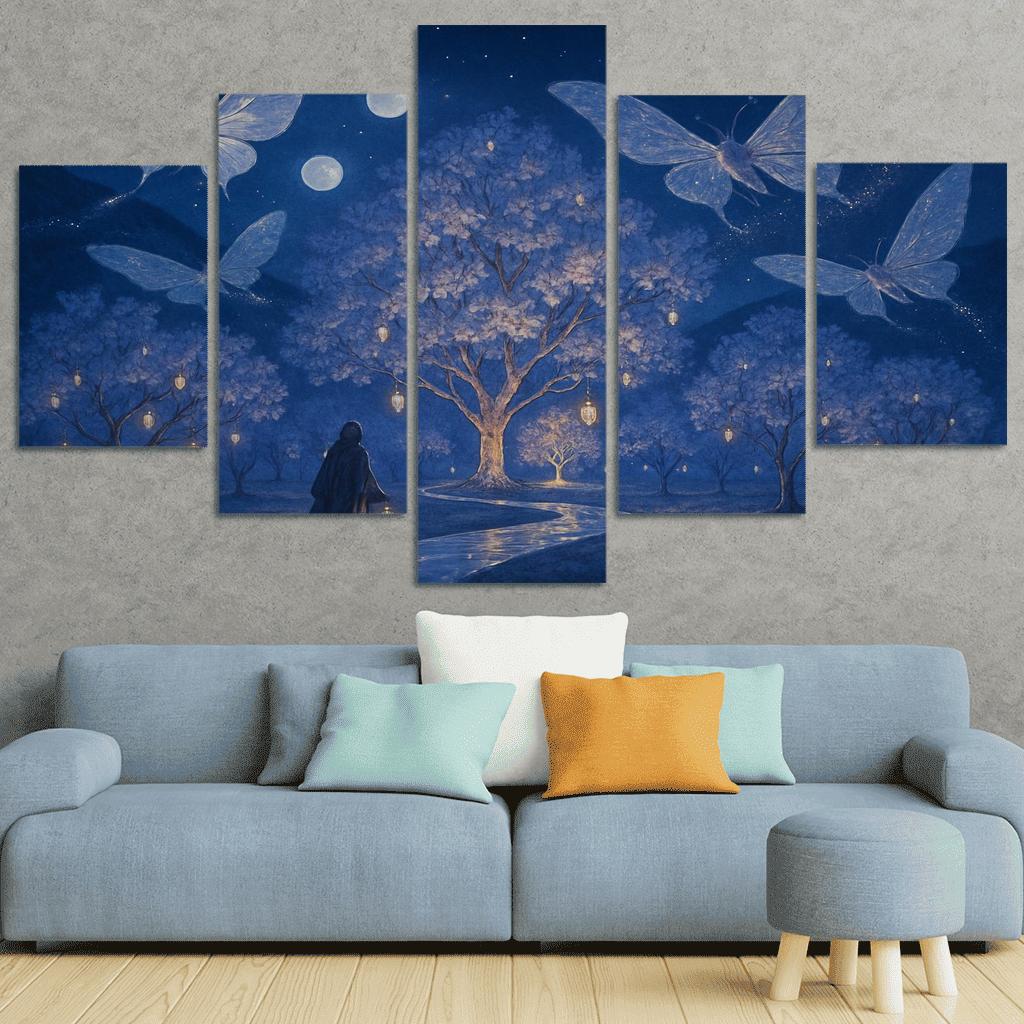 Glass Orchard Of The Star Moths multi-panel paintings
