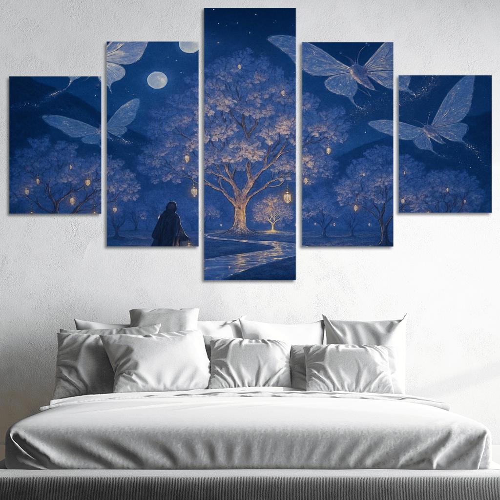 Glass Orchard Of The Star Moths multi-panel paintings