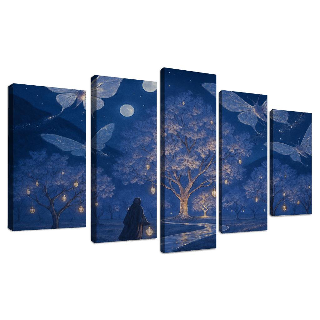 Glass Orchard Of The Star Moths multi-panel paintings
