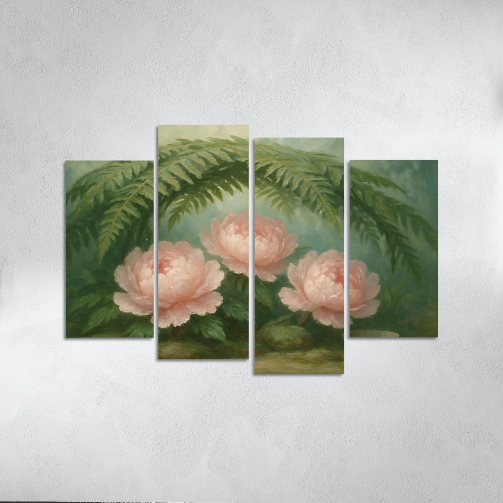 Verdant Fern And Peony Pavilion wall decor