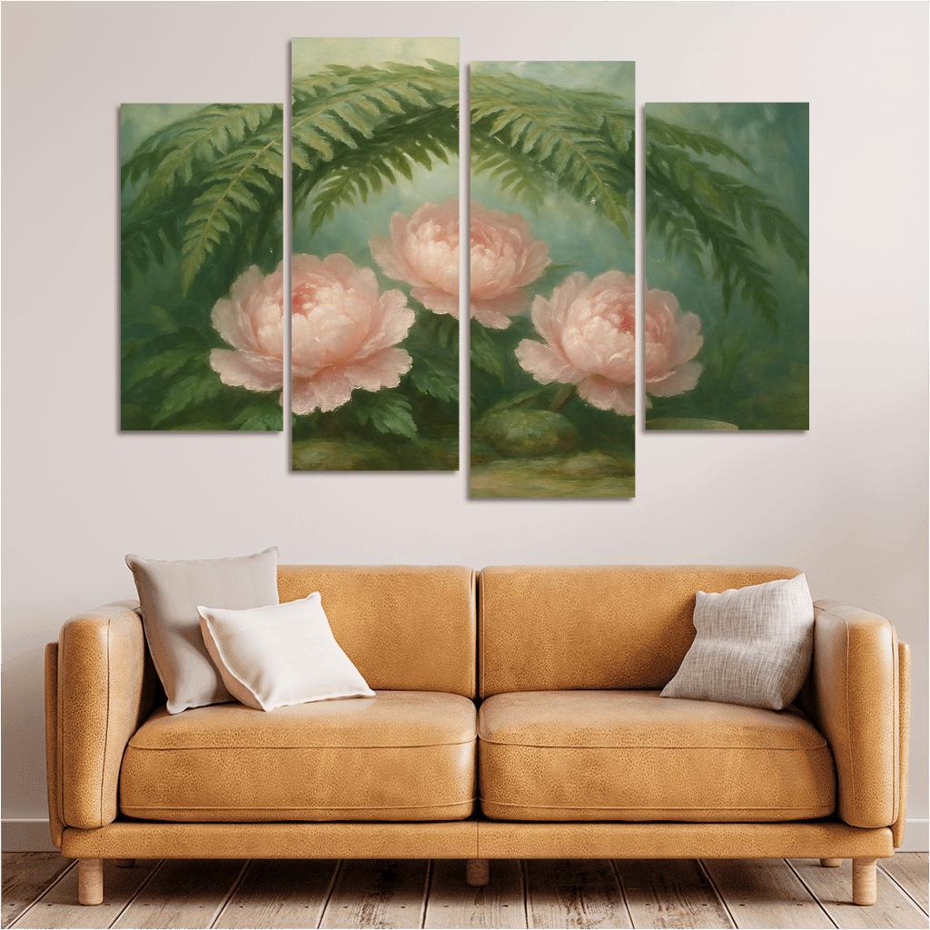 Verdant Fern And Peony Pavilion wall decor