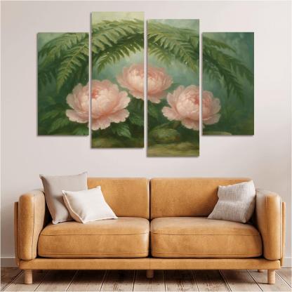 Verdant Fern And Peony Pavilion wall decor