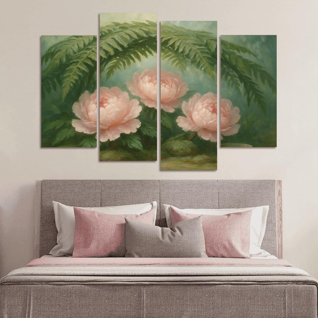 Verdant Fern And Peony Pavilion wall decor