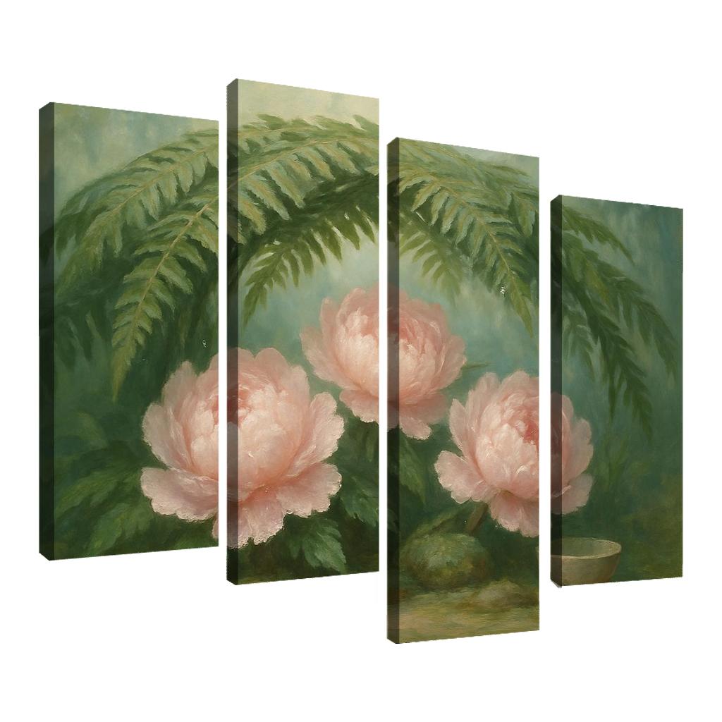 Verdant Fern And Peony Pavilion wall decor