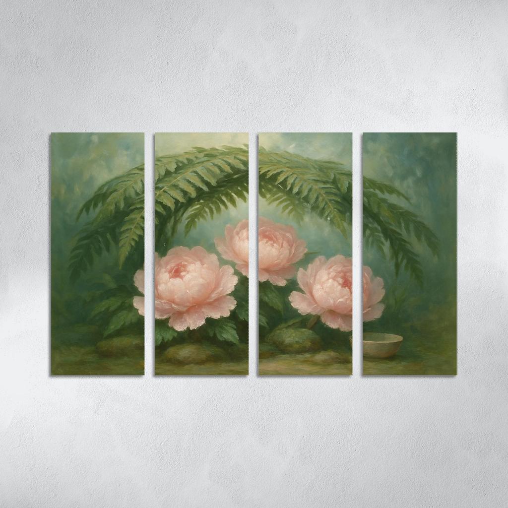 Verdant Fern And Peony Pavilion wall decor