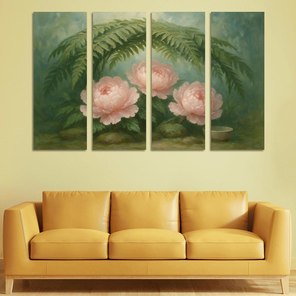 Verdant Fern And Peony Pavilion wall decor