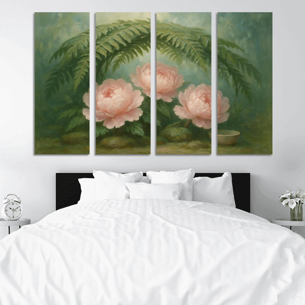 Verdant Fern And Peony Pavilion wall decor