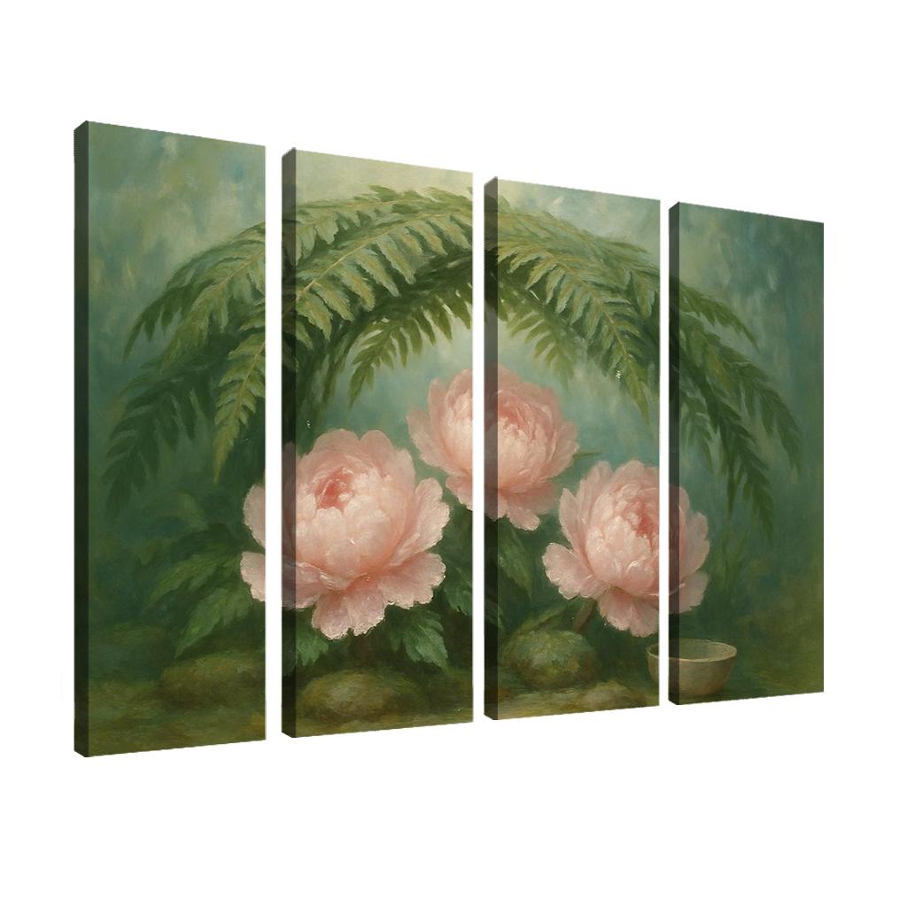 Verdant Fern And Peony Pavilion wall decor