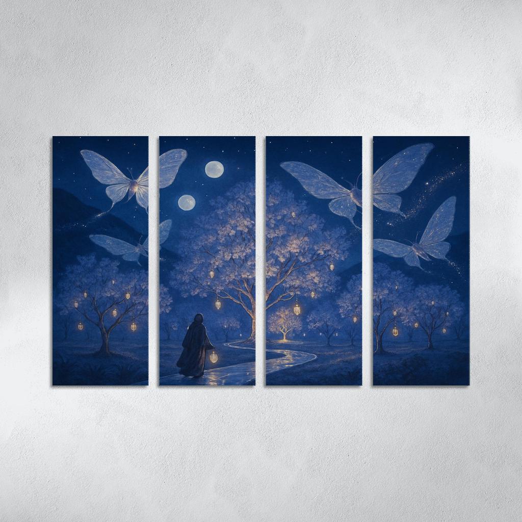 Glass Orchard Of The Star Moths multi-panel paintings