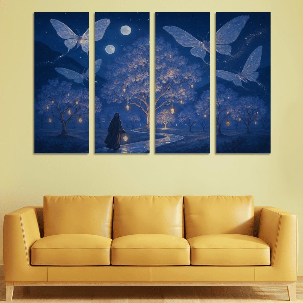 Glass Orchard Of The Star Moths multi-panel paintings