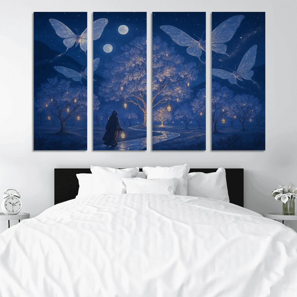 Glass Orchard Of The Star Moths multi-panel paintings