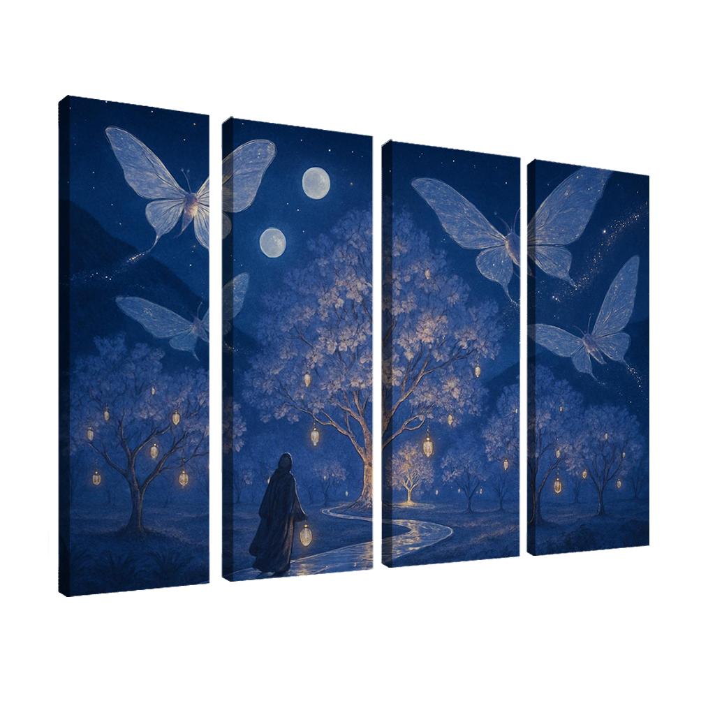 Glass Orchard Of The Star Moths multi-panel paintings