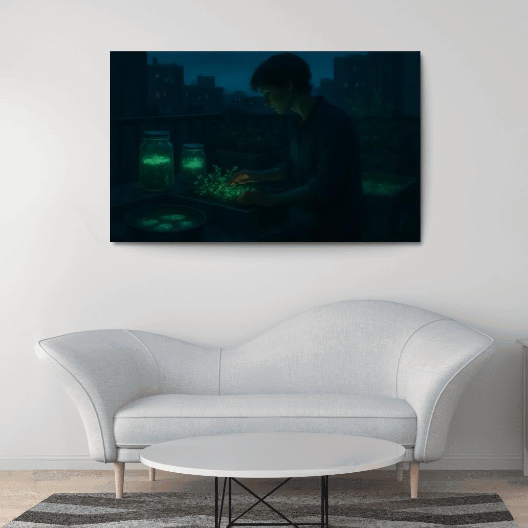 Bioluminescent Night Garden canvas paintings frame