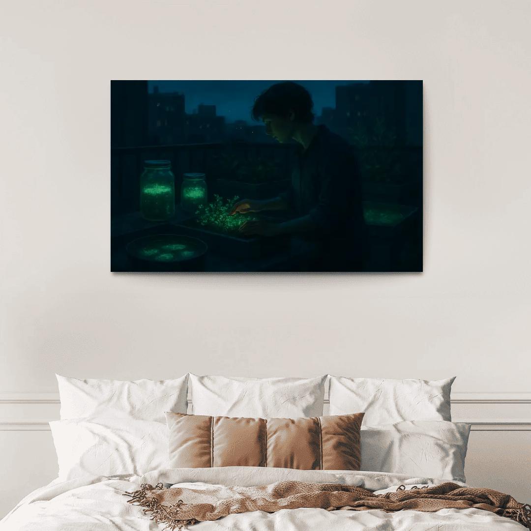 Bioluminescent Night Garden canvas paintings frame