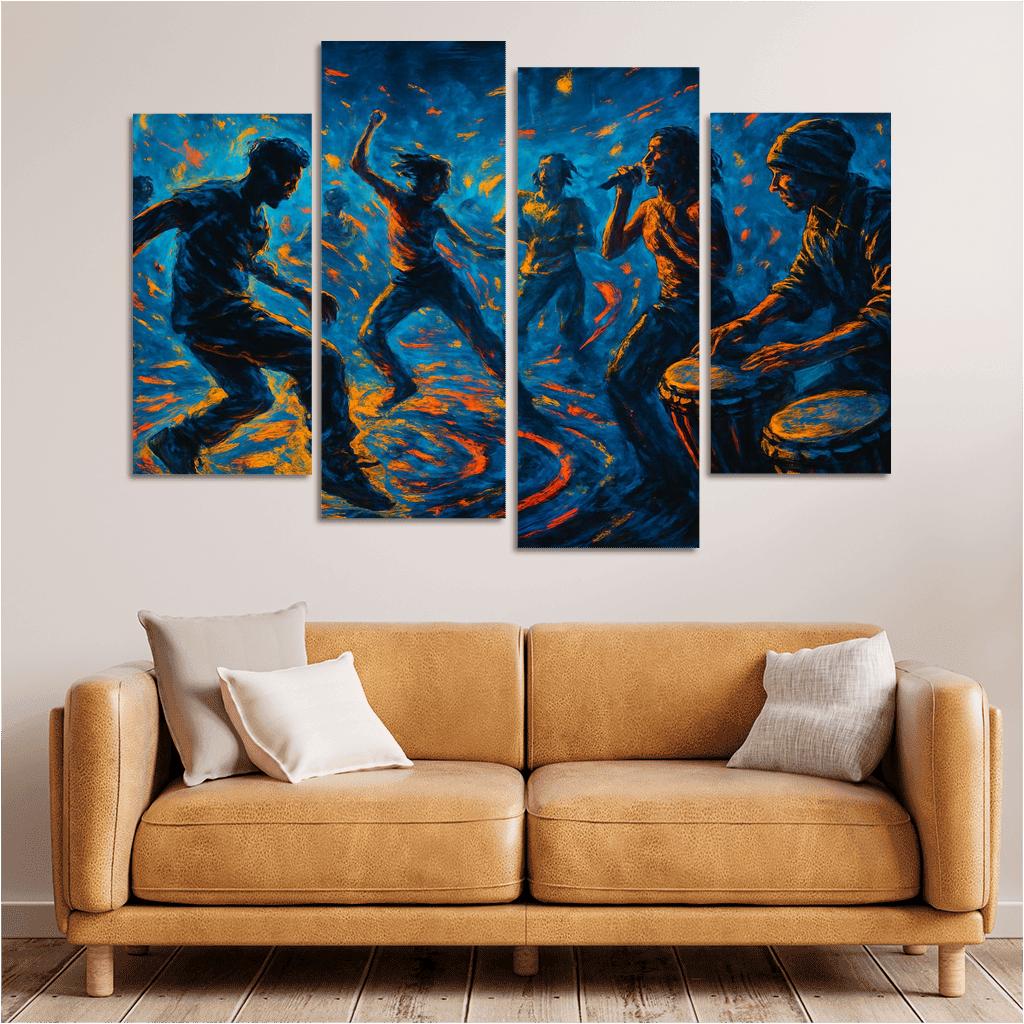 Electro Tribal House Movement canvas paintings frame