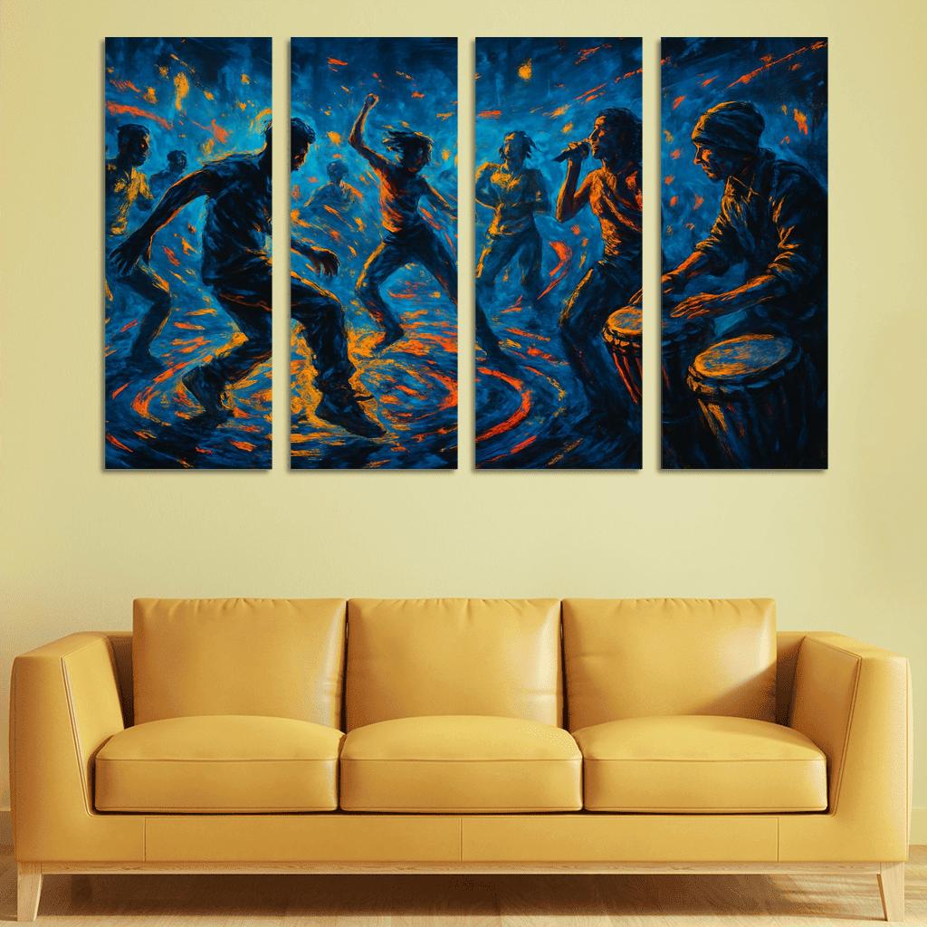 Electro Tribal House Movement canvas paintings frame