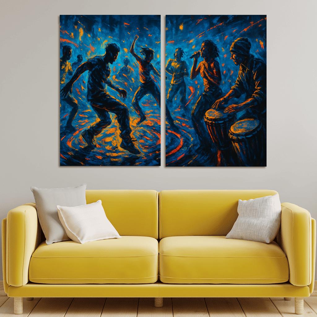 Electro Tribal House Movement canvas paintings frame