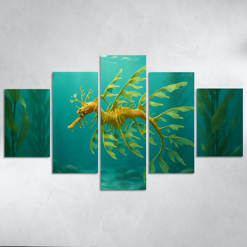 Leafy Sea Dragon In Kelp Forest modern paintings frame