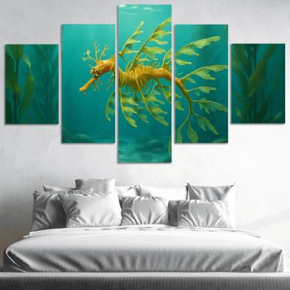 Leafy Sea Dragon In Kelp Forest modern paintings frame