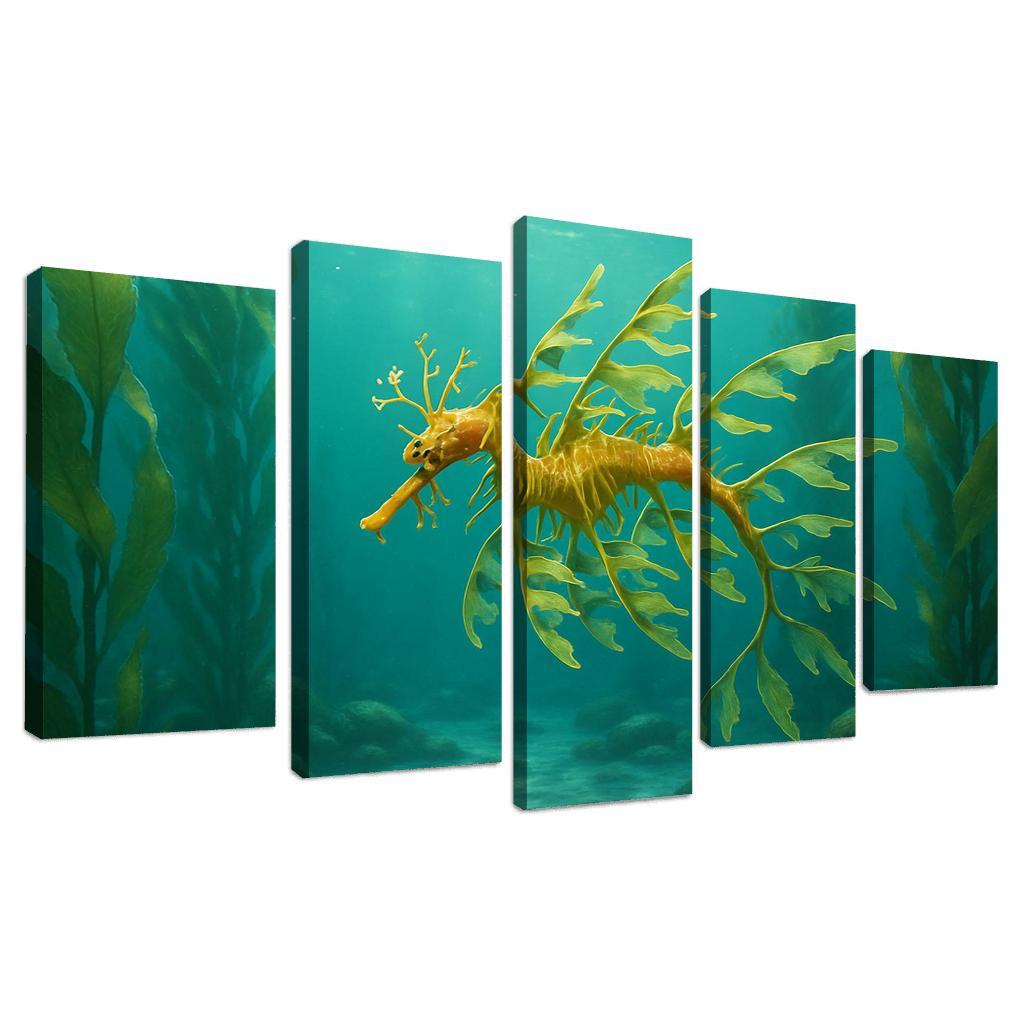 Leafy Sea Dragon In Kelp Forest modern paintings frame