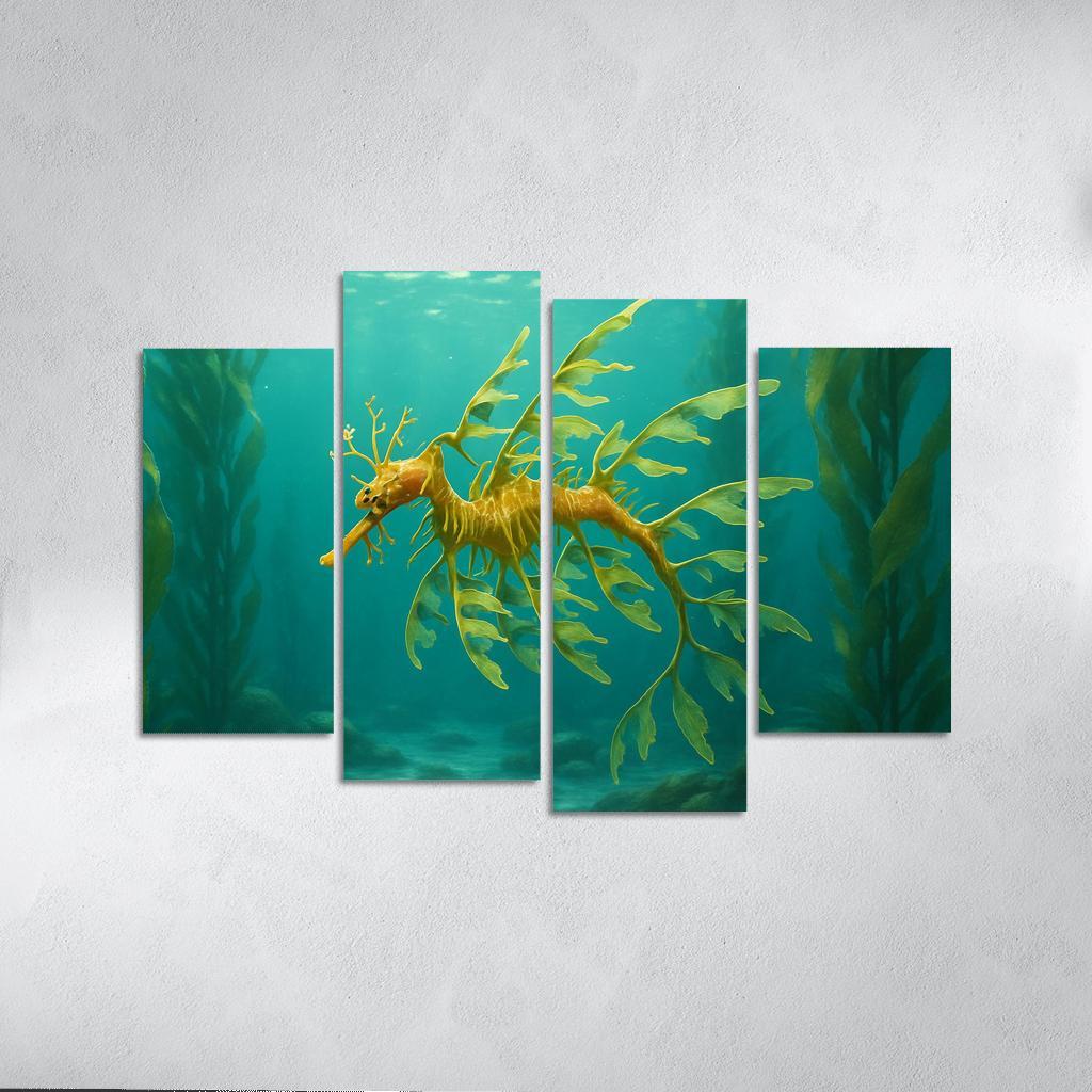 Leafy Sea Dragon In Kelp Forest modern paintings frame