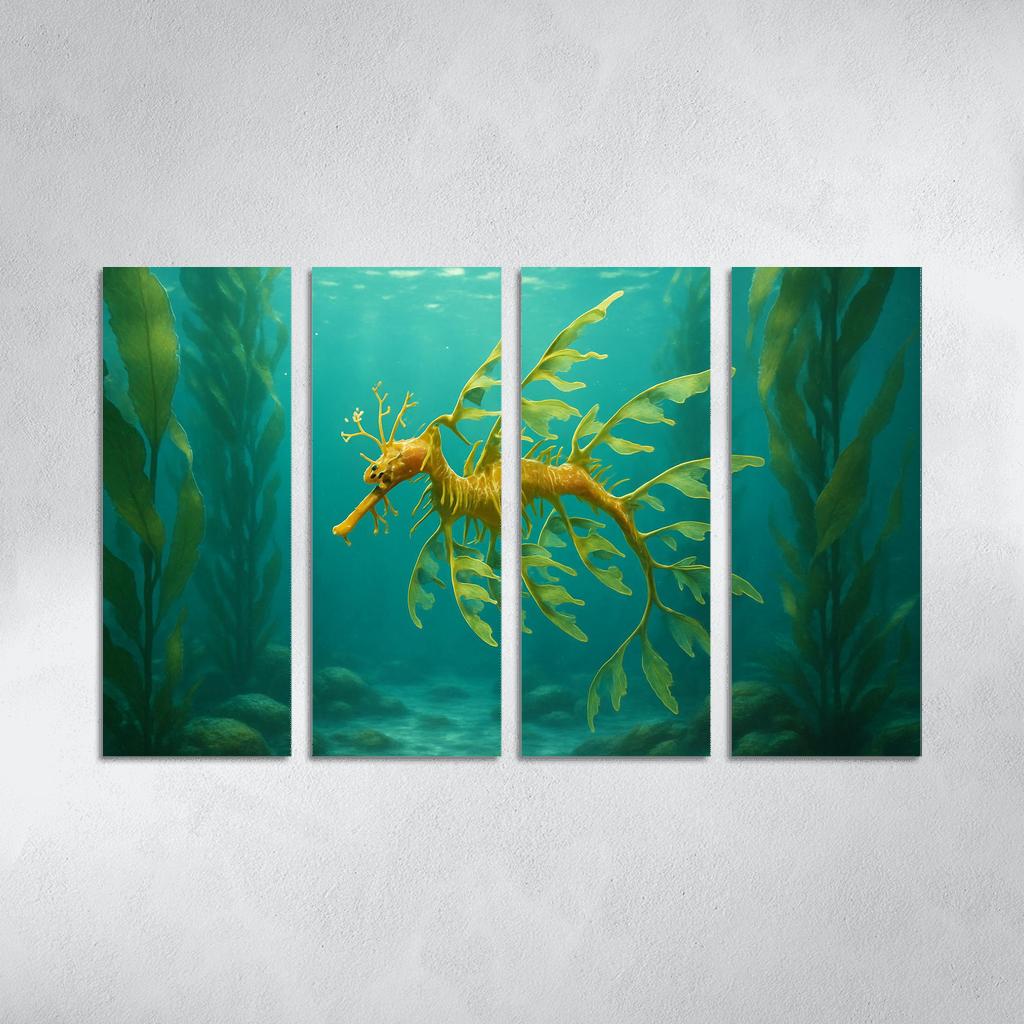Leafy Sea Dragon In Kelp Forest modern paintings frame