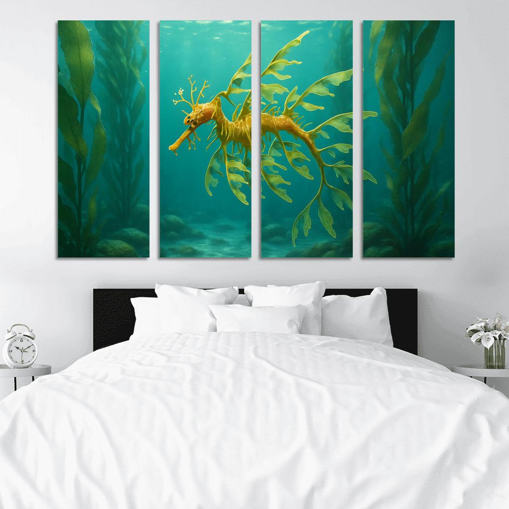 Leafy Sea Dragon In Kelp Forest modern paintings frame