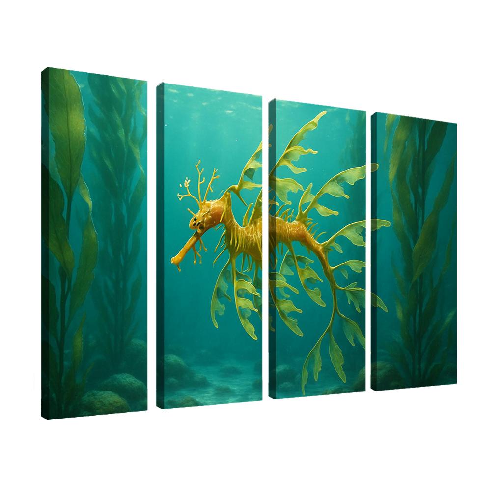 Leafy Sea Dragon In Kelp Forest modern paintings frame
