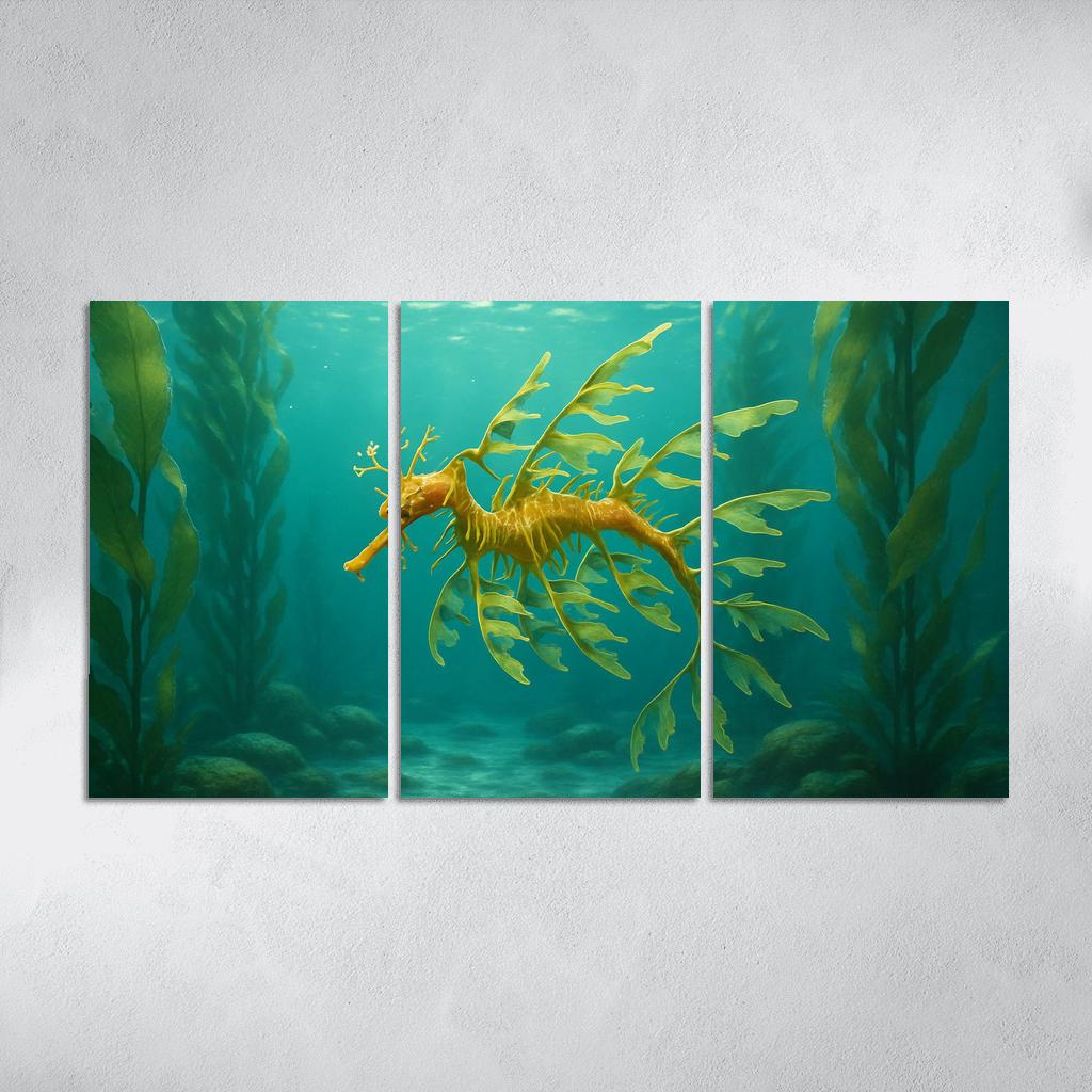 Leafy Sea Dragon In Kelp Forest modern paintings frame