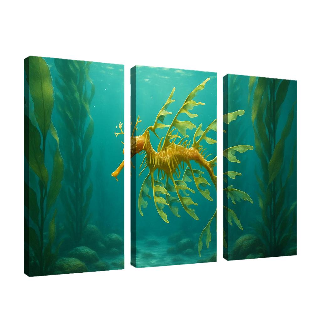 Leafy Sea Dragon In Kelp Forest modern paintings frame
