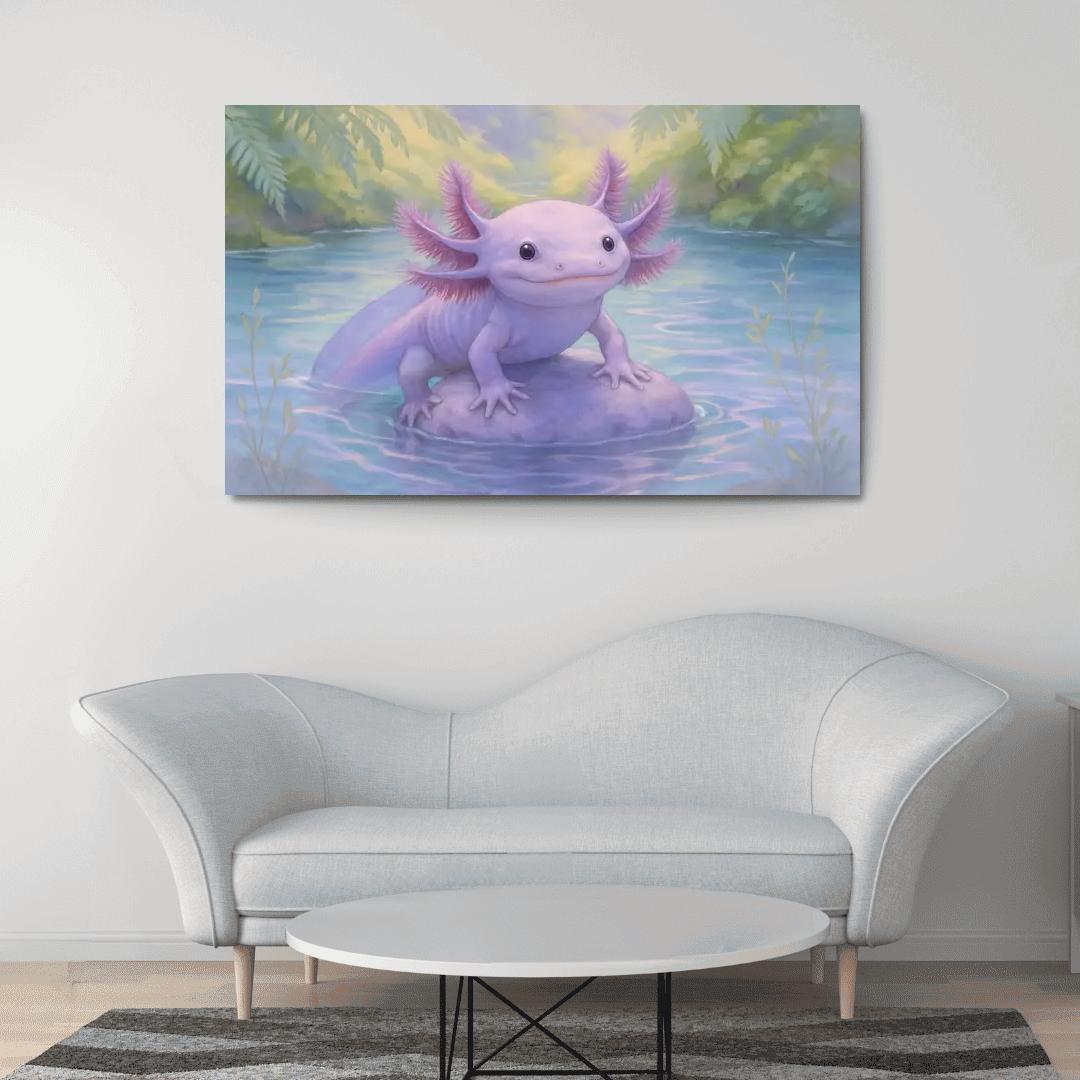 Axolotl In Crystal Spring framed paintings