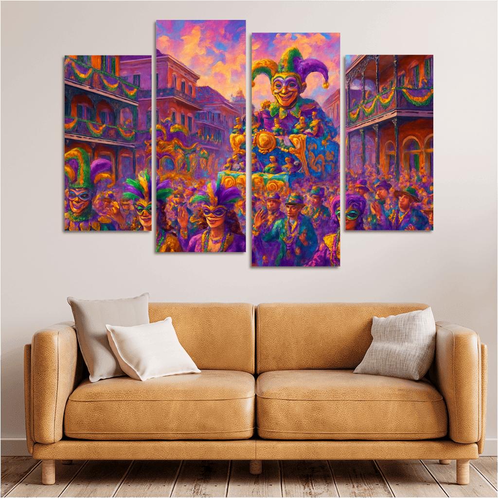 Mardi Gras Festival New Orleans multi-panel paintings