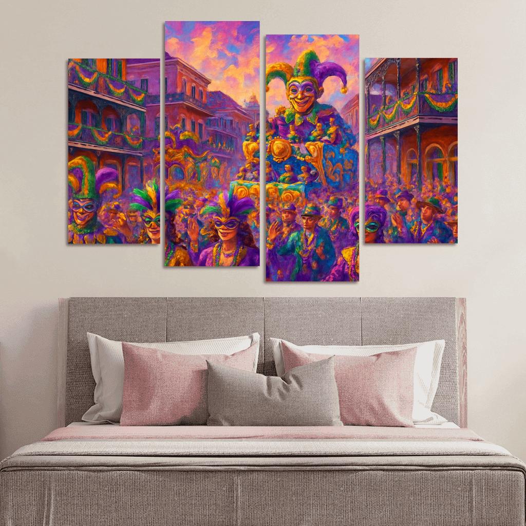 Mardi Gras Festival New Orleans multi-panel paintings